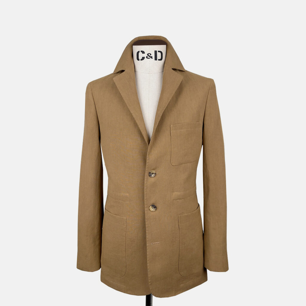 Worker Jacket in Tobacco Linen Front